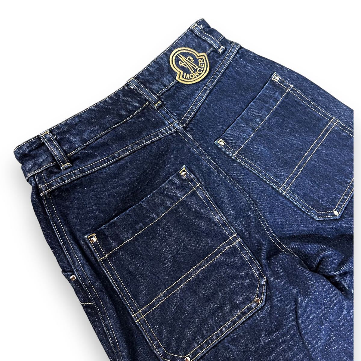 美品】MONCLER モンクレール PANTALONE ワーク ワイド デニム 美品】MONCLER モンクレール PANTALONE ワーク ワイド デニム