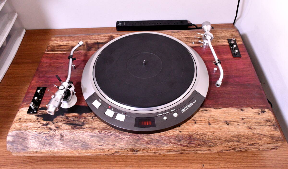  rare article *Denon DP-80 one sheets board red wodo. turntable 2.. tone arm attaching operation goods 