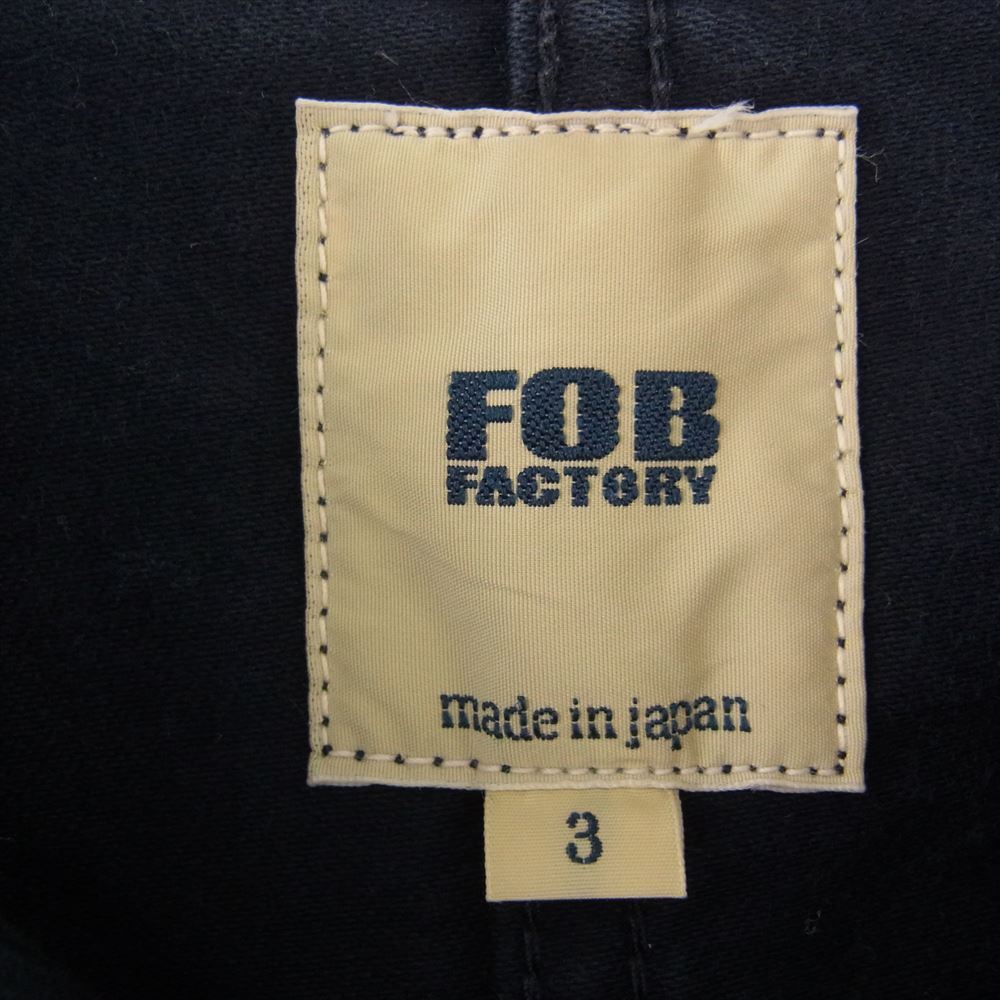 FOB FACTORY エフオービーファクトリー COTTON MOLESKIN コットン モールスキン カバーオール ワーク ジャケット ネイビー系 L【中古】の画像4