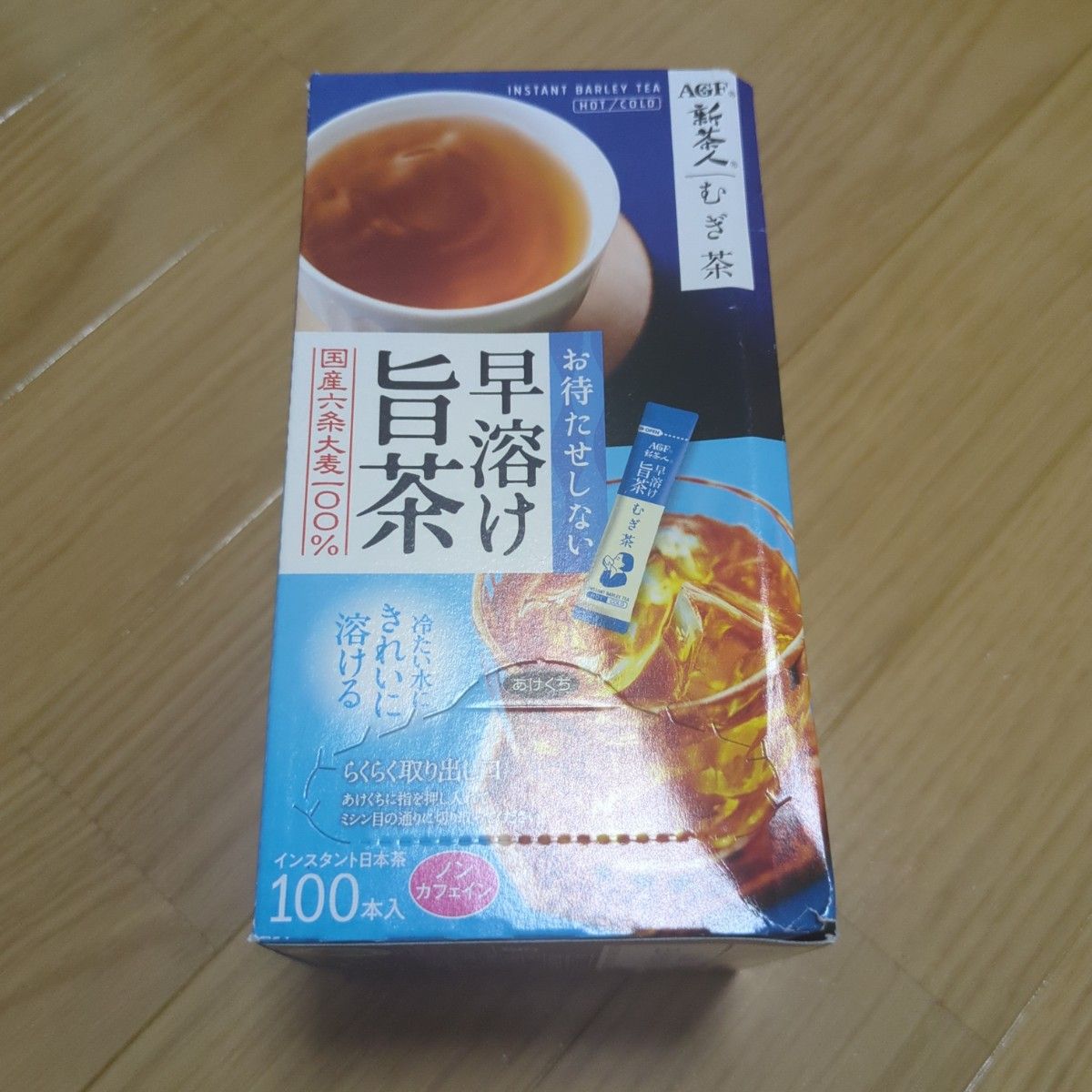 【新品】AGF 新茶人 早溶け旨茶 むぎ茶 スティック 100本 国産といなばのこんにゃく麺　醤油ラーメン　6袋セット