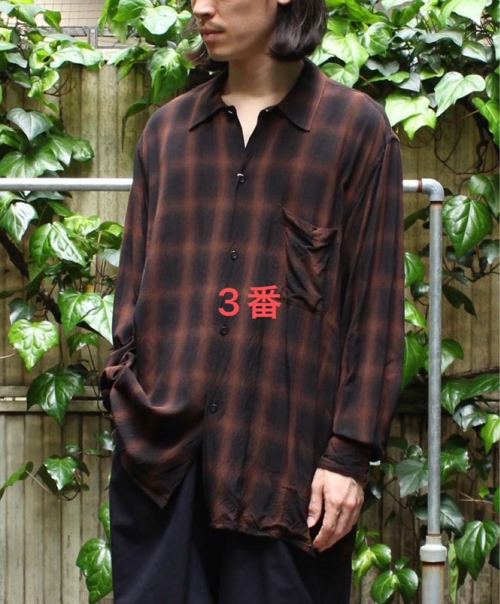 comoli 24ss COMOLI レーヨンチェック オープンカラーシャツ 3番 comoli 24ss COMOLI レーヨンチェック オープンカラーシャツ 3番