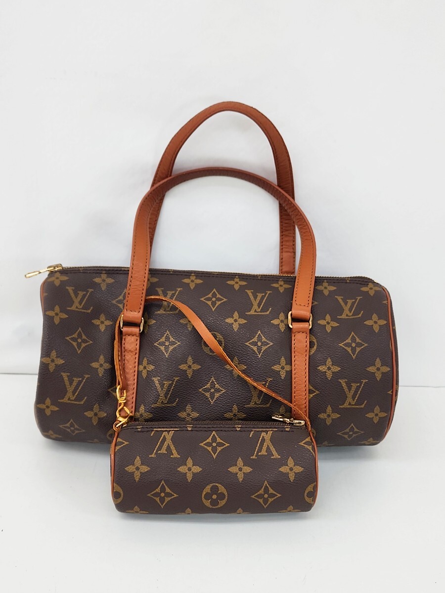 LOUIS VUITTON ルイヴィトン モノグラム パピヨン旧型ポーチ付き ハンドバッグ 筒型#k1549の画像1