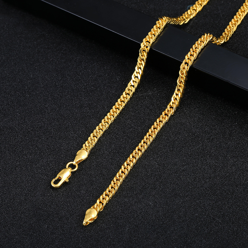 メンズ レディース necklace 18k Gold Plated 18k 喜平ネックレス ゴールドネックレス 喜平チェーンダブル 338の画像4