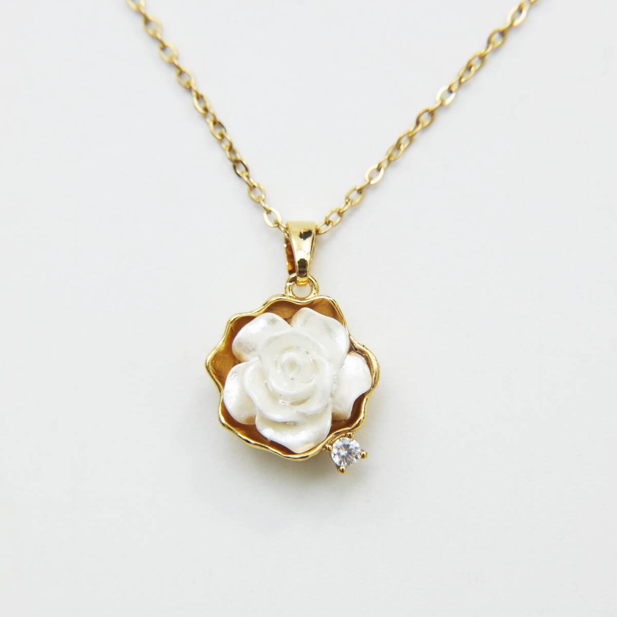 金ネックレス Ladies necklace 47㎝ ゴールド レディースネックレス ギフト プレゼント 花型 333_画像2