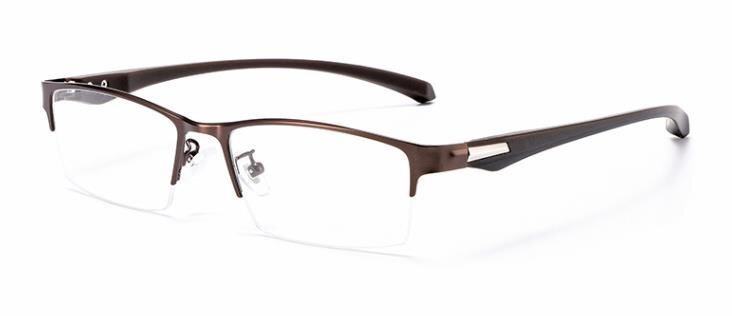 1円スタート ハーフリム 金属フレーム 超軽量 タテ眼鏡 レンズ交換可能 メガネフレーム  sc0371の画像2