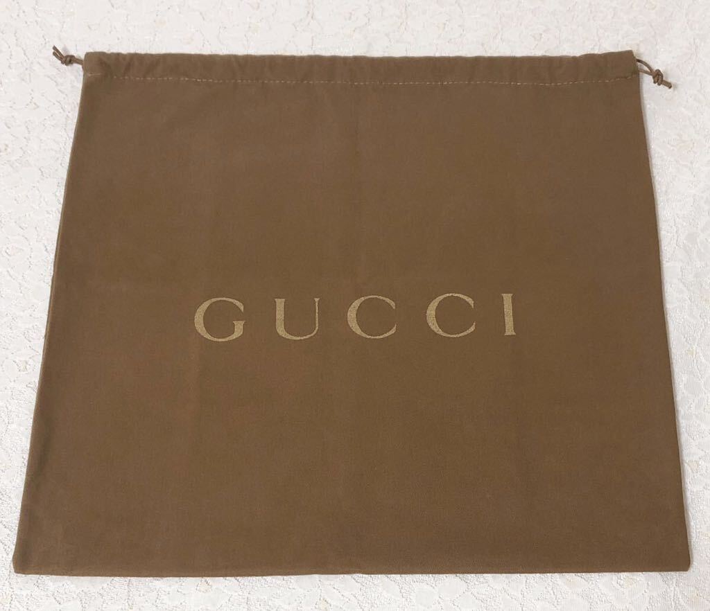 グッチ「GUCCI」バッグ保存袋 旧型（3863) 正規品 付属品 内袋 布袋 巾着袋 ブラウン 布製 47×47cm _画像1