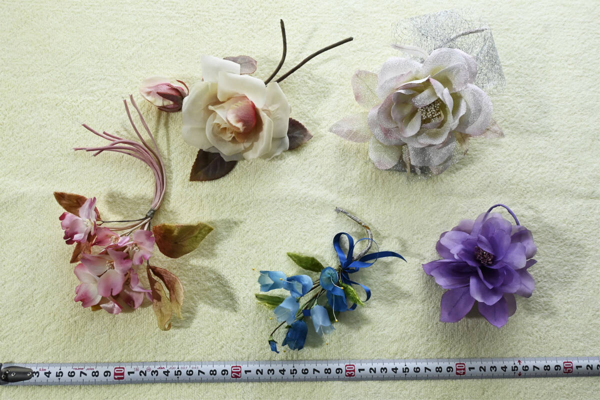 アートフラワー 造花 コサージュ ハンドメイド 飾り 5点セット ②の画像1