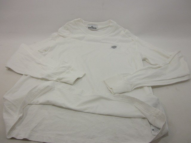 STONE ISLAND / ストーンアイランド ワンポイントロゴ ロンT 長袖Tシャツ Tee メンズ サイズ : XL ホワイト