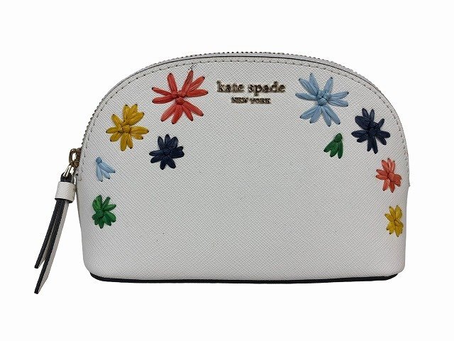 kate spade / ケイトスペード ポーチ コスメポーチ 花刺繍 レディース ホワイトの画像1