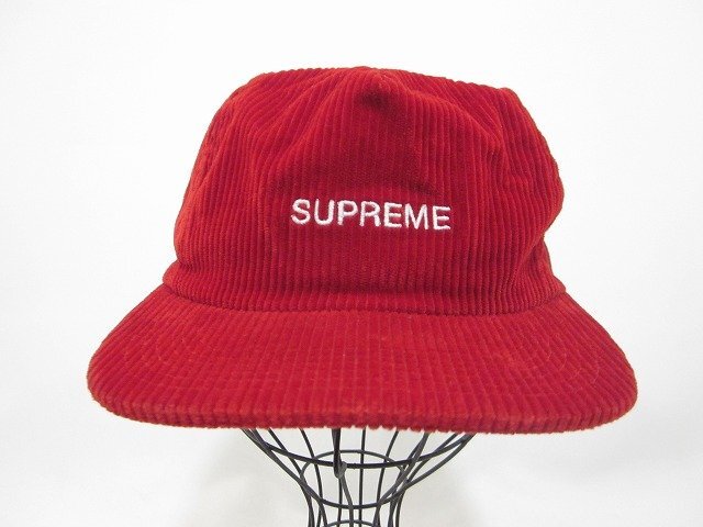 SUPREME / シュプリーム Corduroy Cap ロゴ刺繍 コーデュロイ キャップ 帽子 メンズ レッド_画像1