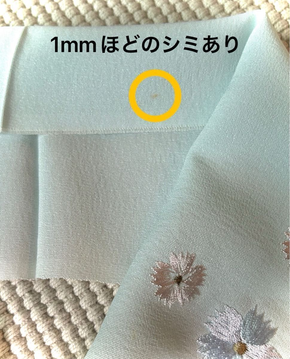 使用1回のみ  刺繍 半衿 半襟 薄水色 撫子 花柄 水色