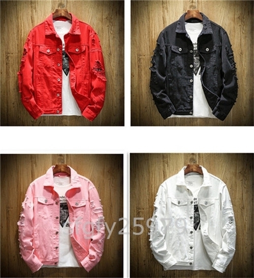 C600☆メンズ ジャケット ジージャン ジャンパー ブルゾン メンズデニムジャケット 大きいサイズあり　白 M~5XL_画像2