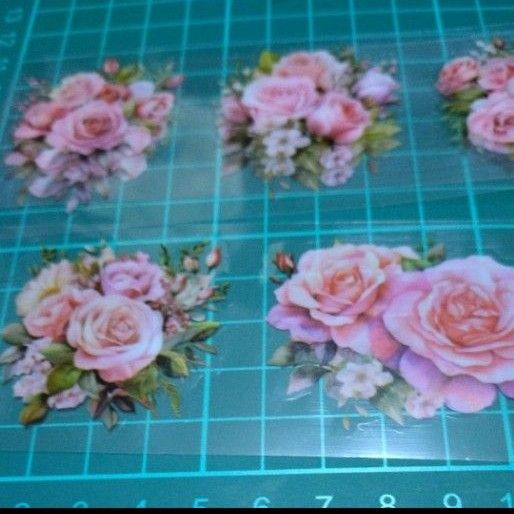 カットフィルム PET テープ、植物の花ハンドアカウント DIY 素材装飾ステッカー　ピンク