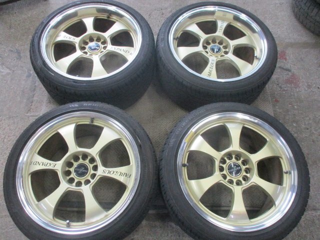 FABULOUS 18x8.5J 18x9.5J +32 5H 114.3【タイヤ付4本セット】235/40R18 265/35R18 2021年製6部山程度【個人宅発送不可商品】の画像1