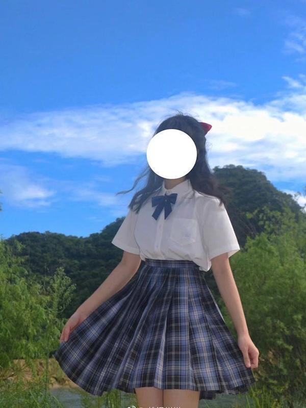  uniform woman height raw high school student skirt ribbon Korea cosplay blue set JK M