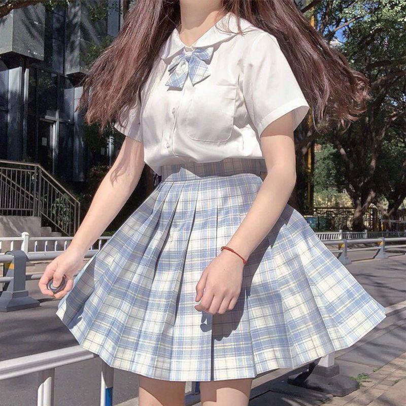  uniform woman height raw M high school student skirt ribbon Korea cosplay set white JK