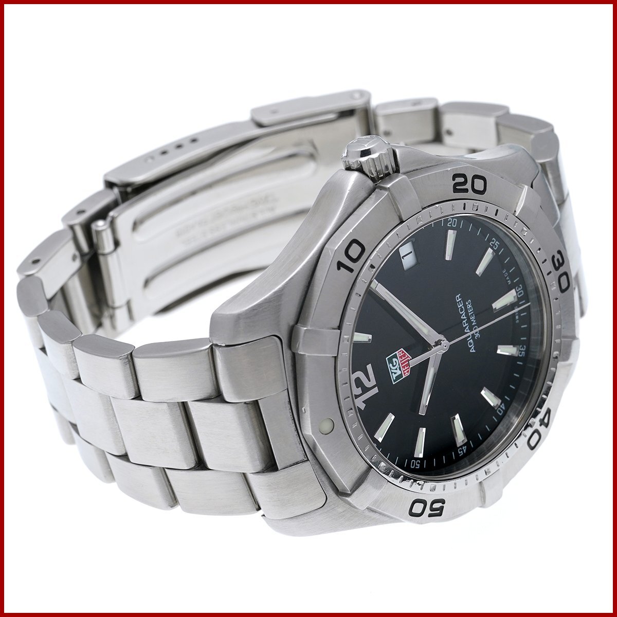  TAG Heuer men's wristwatch Aquaracer WAF1110 quartz battery type SS black face 300m waterproof arm around 16cm beautiful goods new goods has been finished 