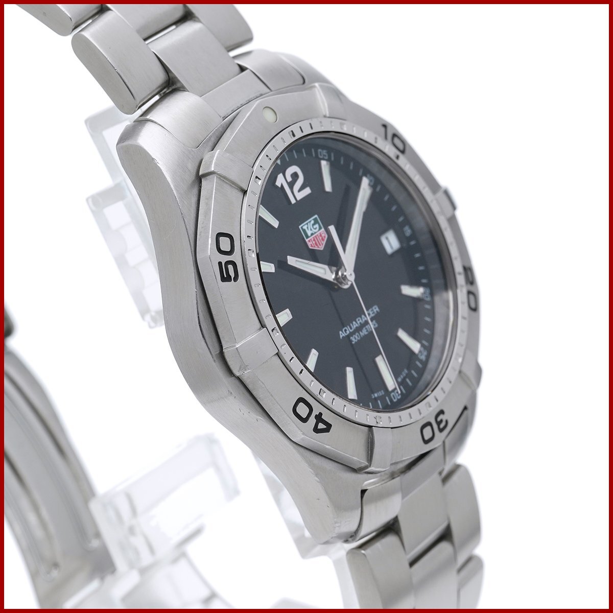  TAG Heuer men's wristwatch Aquaracer WAF1110 quartz battery type SS black face 300m waterproof arm around 16cm beautiful goods new goods has been finished 