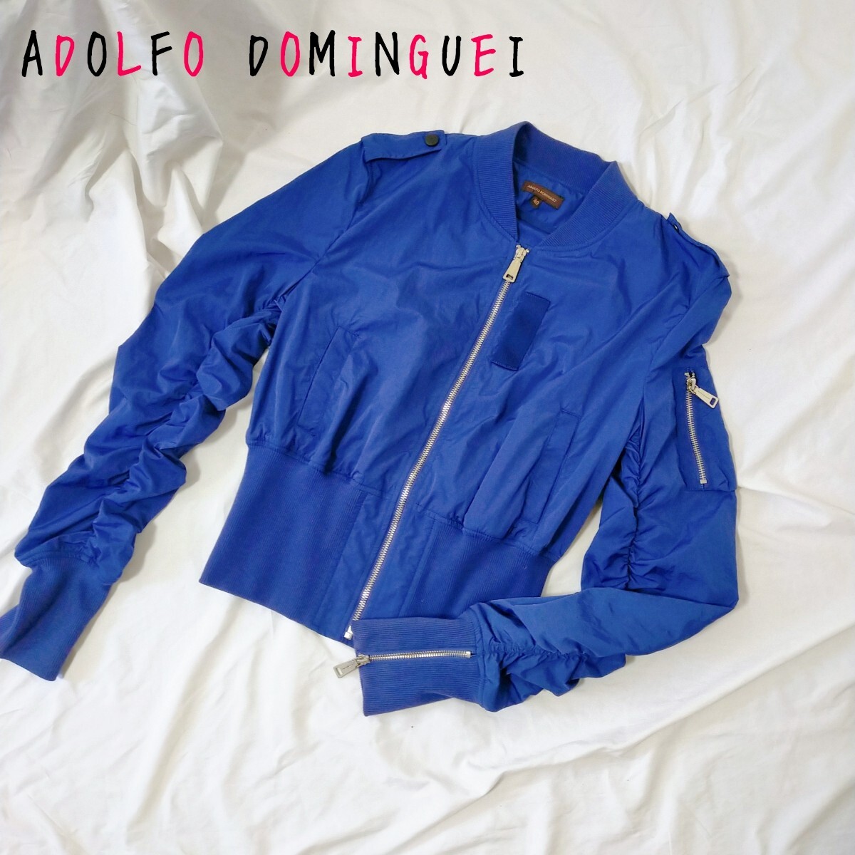 ADOLFO DOMINGUEI アドルフォドミンゲス ジャケット アウター ジップアップジャケット ブルー ブルゾン_画像1