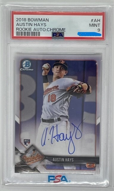 2018 Bowman Chrome AUSTIN HAYS RC Auto #CRA-AH 直筆サインオート PSA 9 MINT 鑑定済の画像1