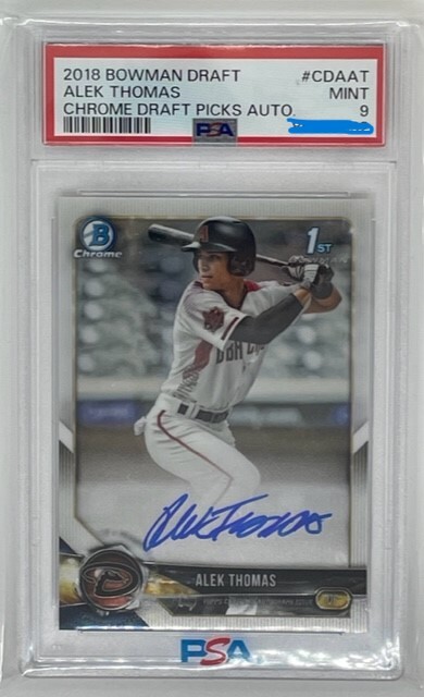 2018 Bowman Chrome Draft ALEK THOMAS RC 1st Bowman Auto #CDA-AT 直筆サインオート PSA 9 MINT 鑑定済の画像1