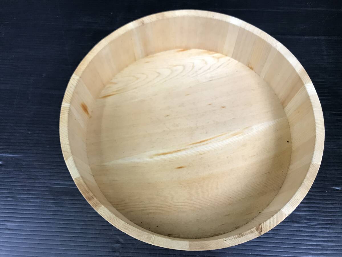 三/おひつ/桶/3点セットまとめ売り/お櫃/寿司桶/銅平輪/直径25cm/25.5cm/27cm/割れ/壊れ/シール貼付有/調理器具/三-15 STの画像3