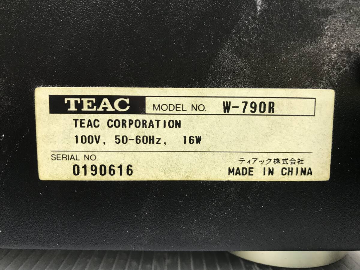 湘/TEAC/ダブルカセットデッキ/W-790R/通電確認済/動作未確認/ダブルオートリバース/ブラック/リモコン/ティアック/テアック/4.12-6 MO