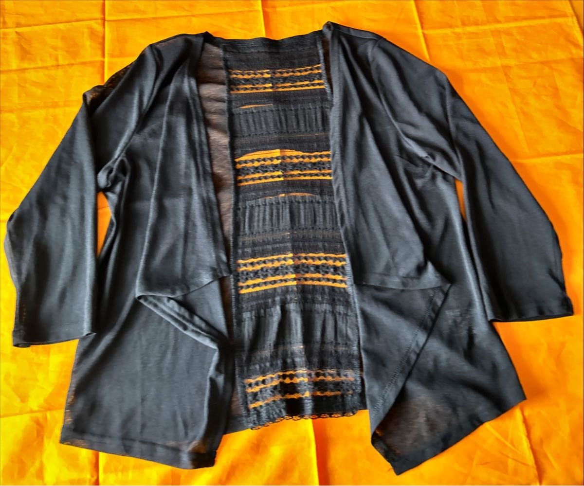 透け感　シアー素材　ブラック　カーディガン　羽織り　レース　 ボレロ　Lサイズ　冷房対策