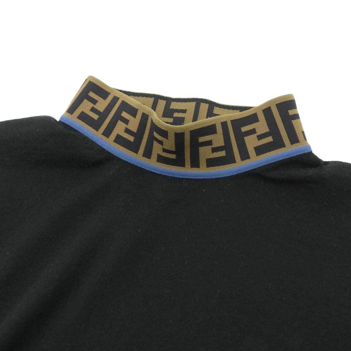  Fendi Zucca рисунок Logo с высоким воротником вязаный свитер FZZ411 A4GC мужской черный FENDI б/у [ одежда * мелкие вещи ]