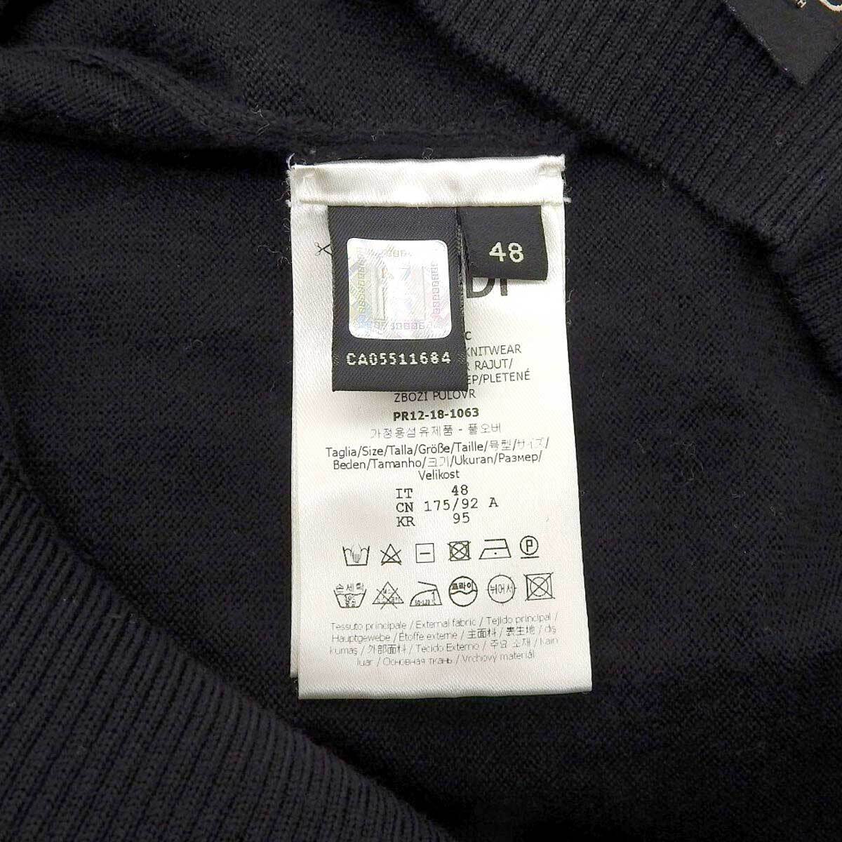  Fendi Zucca рисунок Logo с высоким воротником вязаный свитер FZZ411 A4GC мужской черный FENDI б/у [ одежда * мелкие вещи ]
