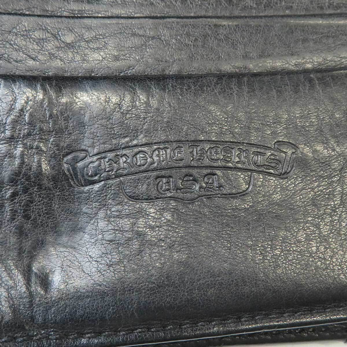 クロムハーツ クロス ボタン ウェーブ ウォレット レザー SV925 ユニセックス ブラック CHROME HEARTS 中古 【アパレル・小物】_画像5