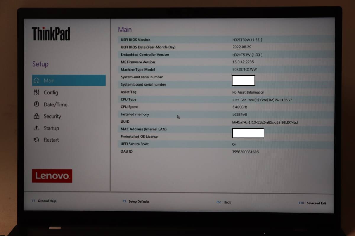 m633. Lenovo / ThinkPad X1 Carbon / 20XXCTO1WW / Core i5-1135G7 / 16GB memory / SSD none / electrification verification * Junk 