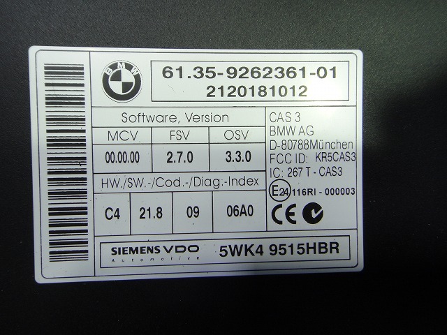 BMW X1 E84 VL18 etc. CAS3 body control unit module product number 9262361 [1719]