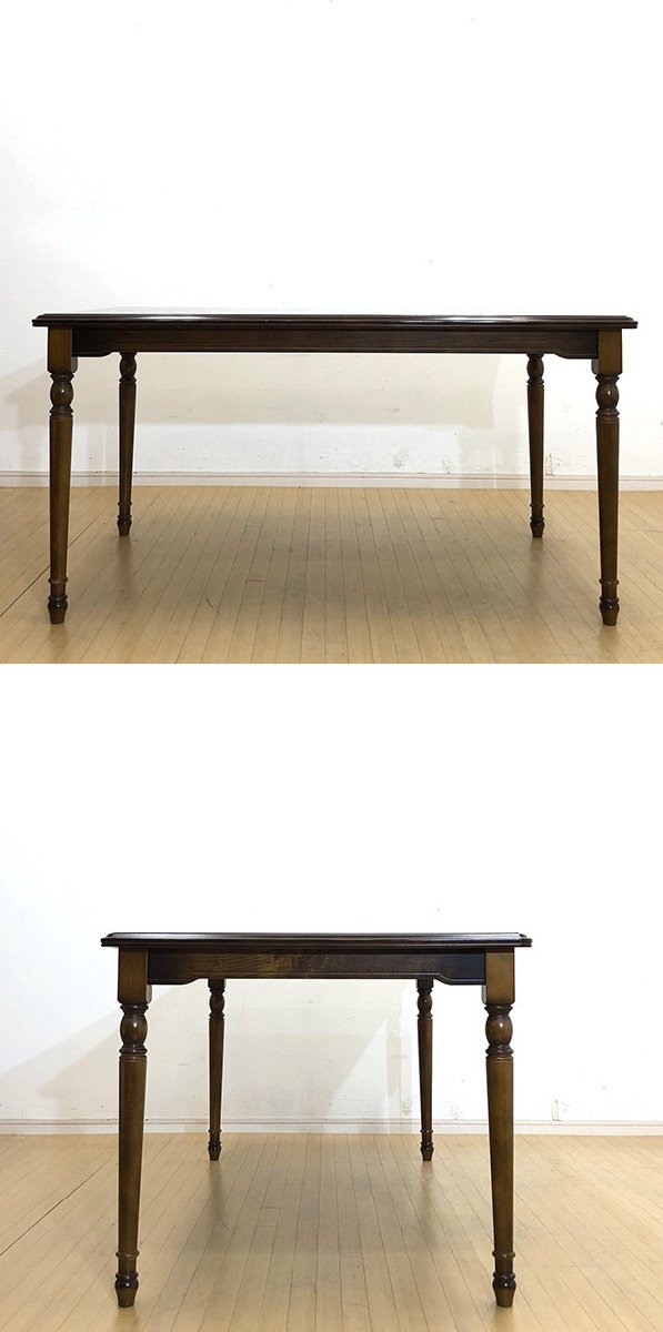□karimoku カリモク家具 コロニアル ダイニングテーブル 天然木 食卓机 幅135cm クラシック 挽もの細工 レクトテーブル 名古屋の画像2