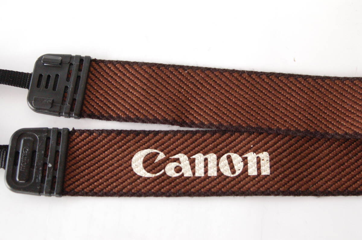キャノン Canon ストラップ マホガニー地に白色のペイント「EOS 」ロゴ有り [中古・良品] 送料無料