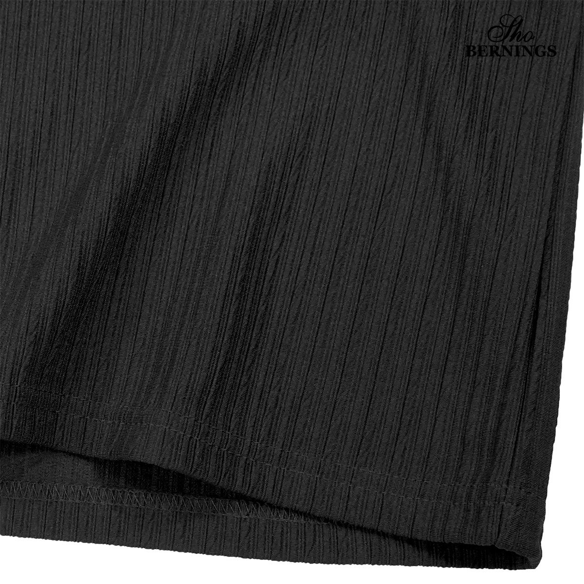 317932-90 Bernings sho Tシャツ Vネック ストライプ織柄 ジャガード メンズ シンプル 半袖 (ブラック黒) L カットソー トップス タイト_画像6