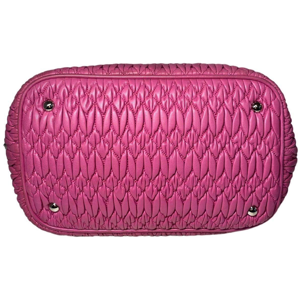 美品 miumiu ミュウミュウ 3way マテラッセ ハンドバッグ ナッパクリスタル ショルダーバッグ トートバッグ レザー ピンク の画像5