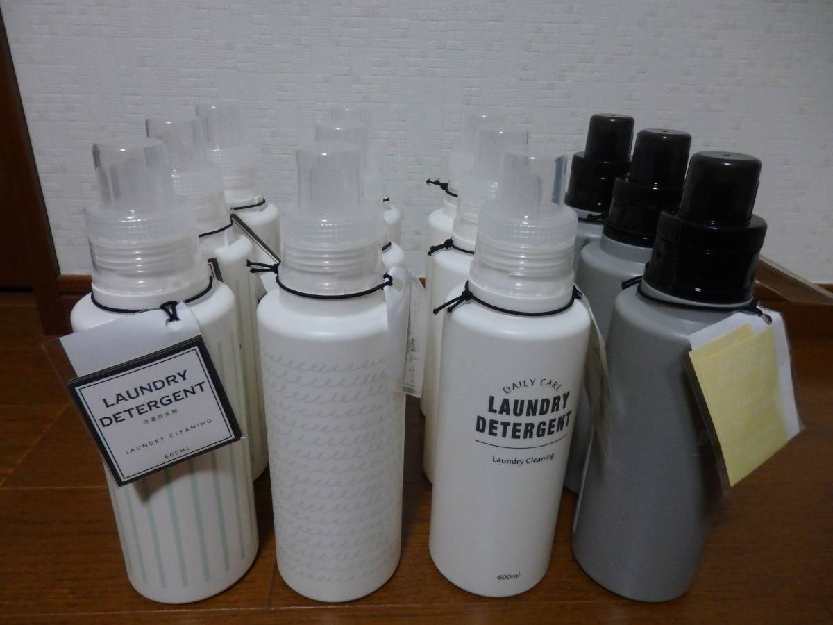 即決♪新品未使用♪洗濯洗剤 柔軟剤 計量キャップ付き詰替えボトル 600ml つめかえ 3点セット_画像1