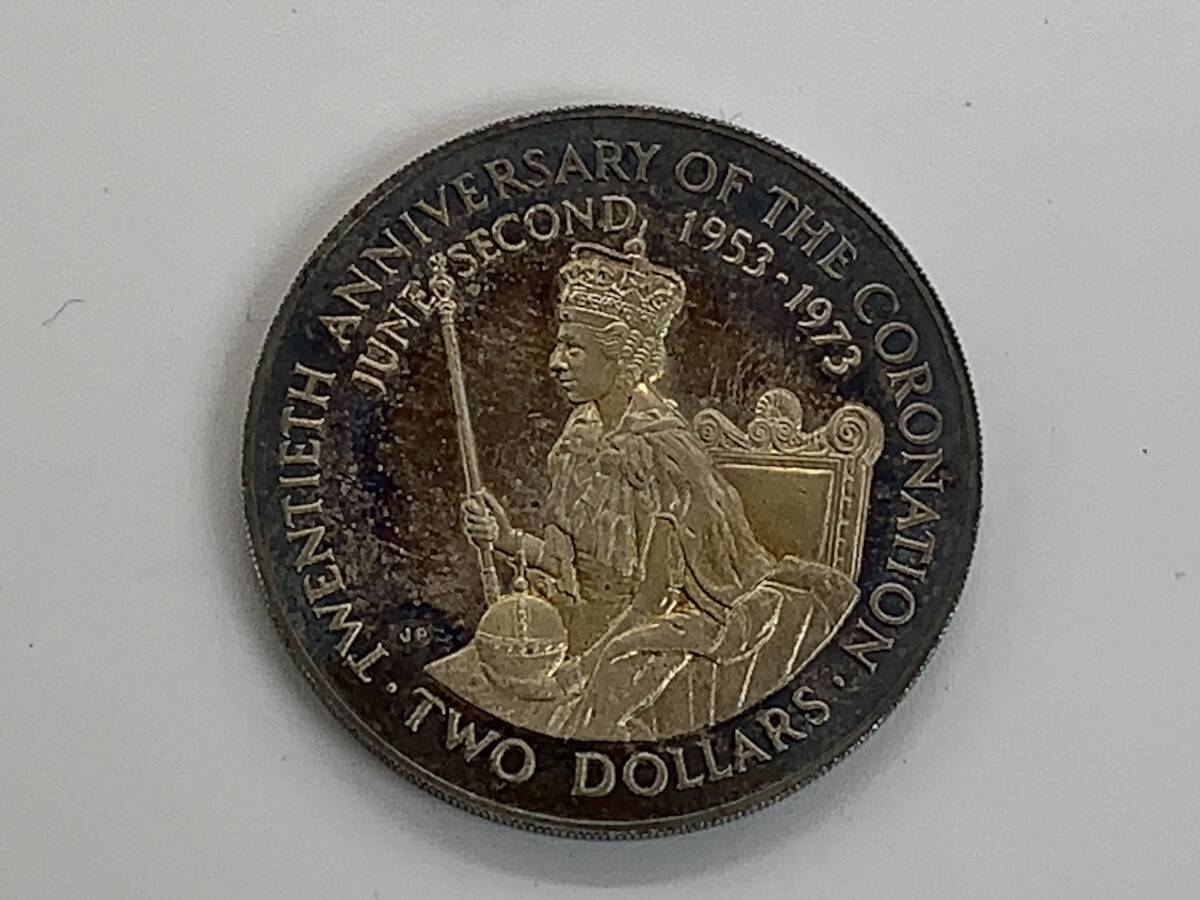 ★クック諸島 エリザベス2世戴冠20周年記念 2ドル銀貨 大型銀貨 1973年 ④の画像4