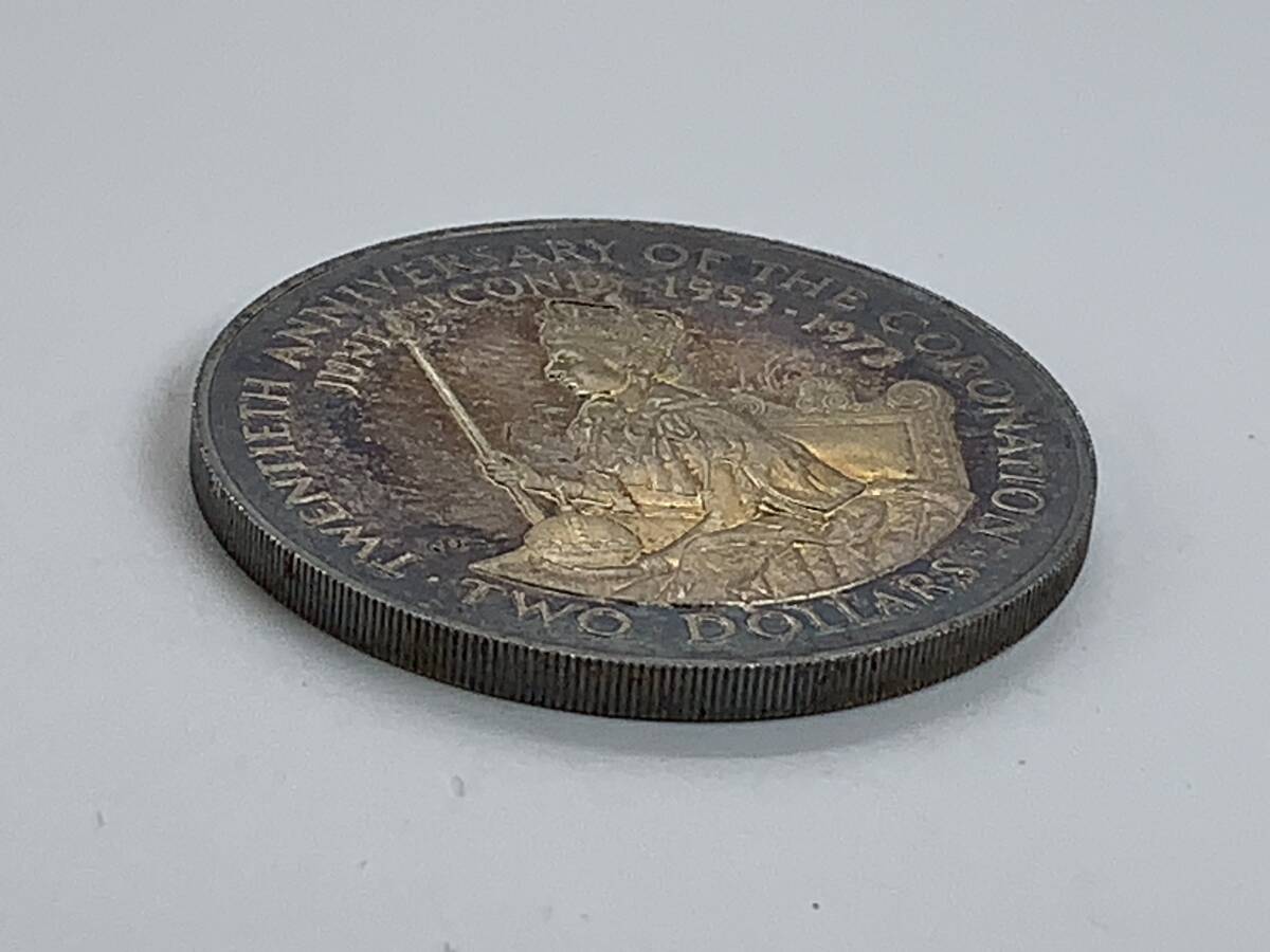 ★クック諸島 エリザベス2世戴冠20周年記念 2ドル銀貨 大型銀貨 1973年 ④の画像5