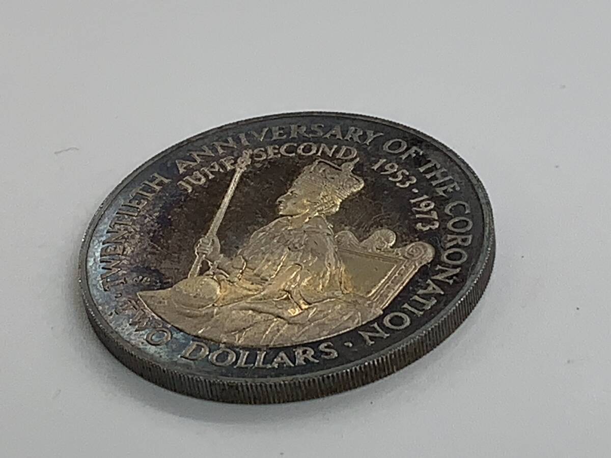 ★クック諸島 エリザベス2世戴冠20周年記念 2ドル銀貨 大型銀貨 1973年 ④の画像6