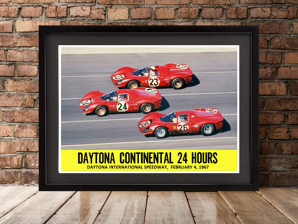  постер *1967 год Daytona 24 час Ferrari 3 шт. отделка фото *330 P3/P4,412P