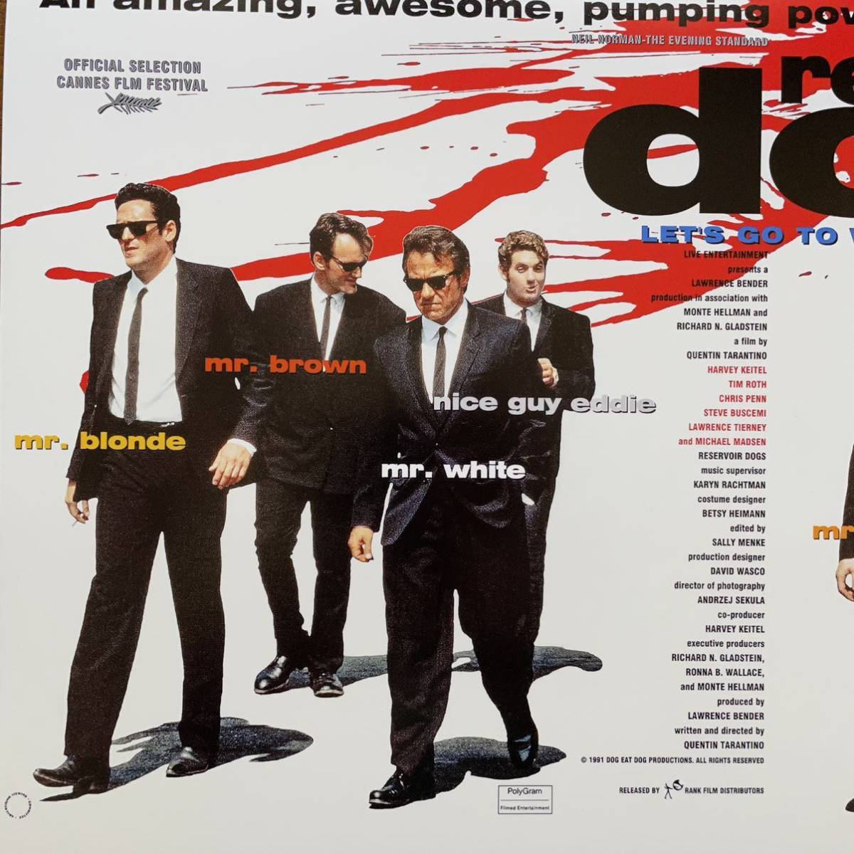 ポスター『レザボア・ドッグス』（Reservoir Dogs）イギリス版★クエンティン・タランティーノ/ハーヴェイ・カイテル/ジョージ・ベイカー_画像3