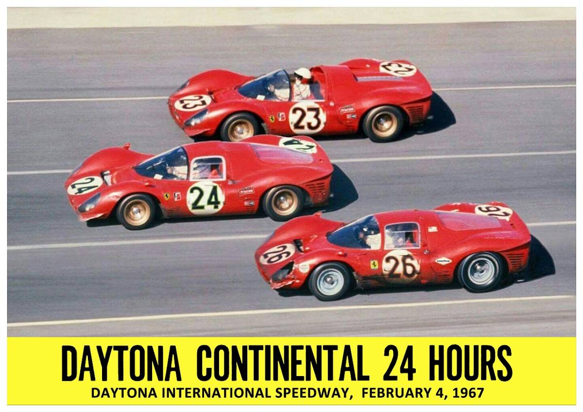  постер *1967 год Daytona 24 час Ferrari 3 шт. отделка фото *330 P3/P4,412P