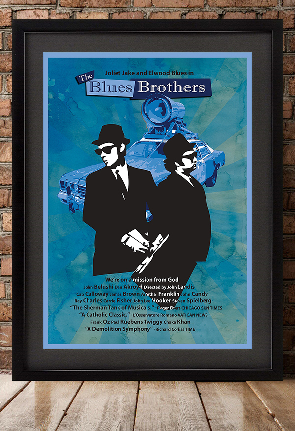 ポスター『ブルース・ブラザース』（The Blues Brothers）#2★ジョン・ランディス/ジョン・ベルーシ/ダン・エイクロイド/ブルースモービル _額装イメージ（額は付属しません）