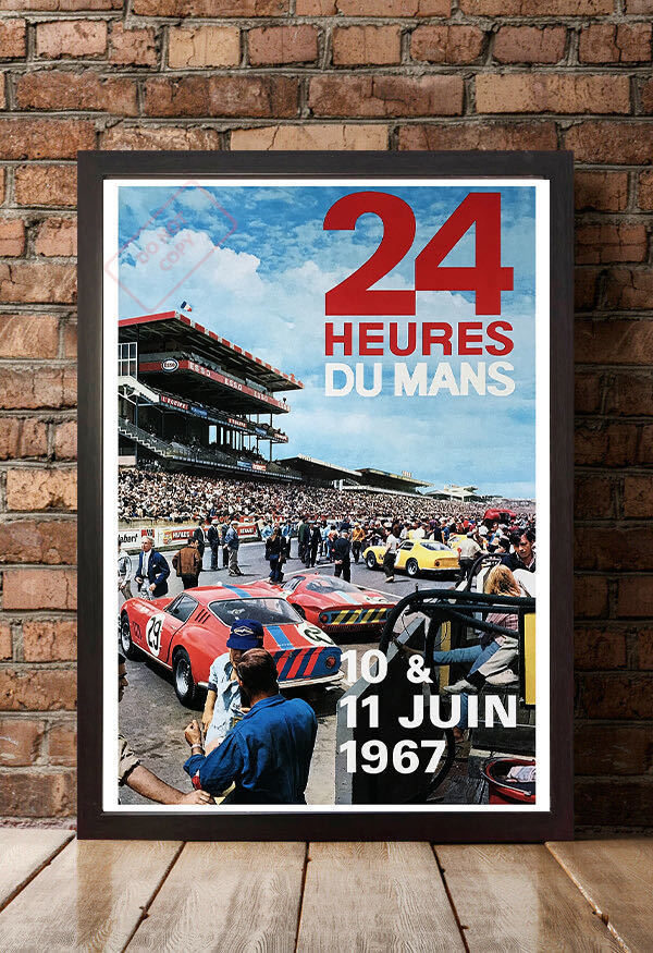  poster *1967 year ru* man 24 hour race *24 Heures du Mans/yunotie-ru/ Porsche / Ferrari vs Ford 