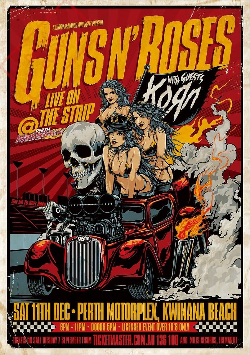 ポスター★Guns N' Roses 2010 オーストラリアツアー★ガンズアンドローゼズ/KORN/アクセル・ローズ/スラッシュ_DO NOT COPYのスタンプは入りません