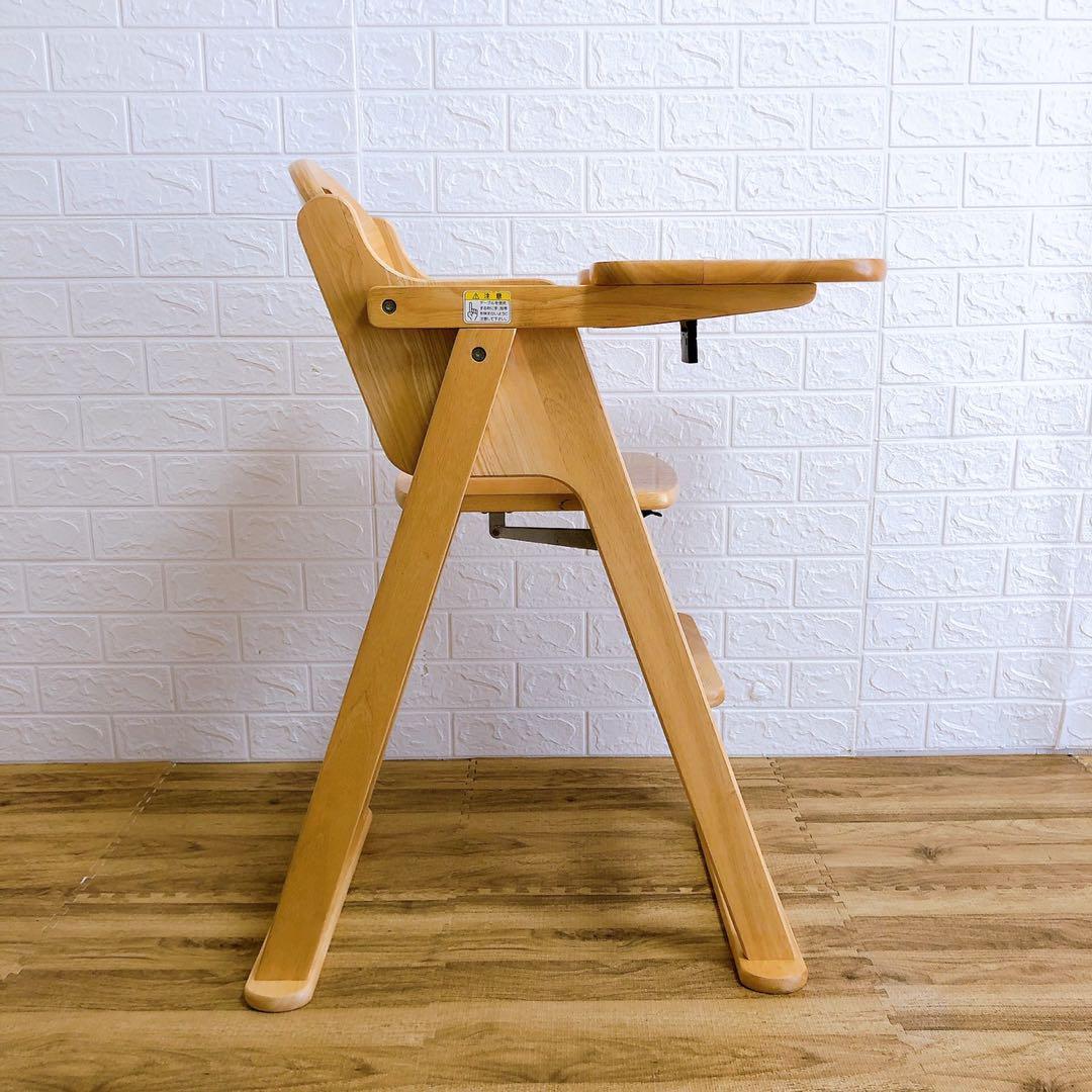 [ beautiful goods ] natural color great popularity KATOJI Kato ji belt attaching wooden folding high chair 22027 baby chair table attaching meal pcs manual attaching 