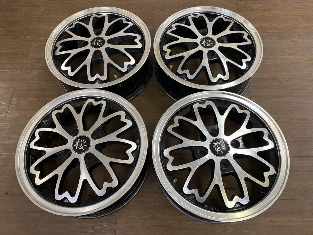 和道 桜 15インチ アルミホイール15X5JJ +45 PCD 100/4H 中古4本 軽自動車用の画像1