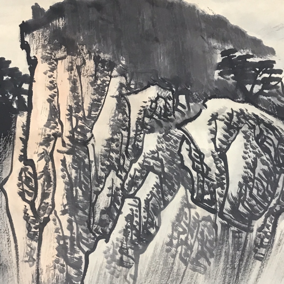 秘藏 中国近現代画家 【張大千】 山水 水墨画 掛軸 極細工 古美味 古美術 Z0423_画像6